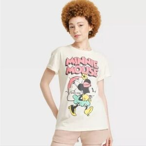 Women's Disney Minnie Mouse Retro Short Sleeve Graphic T-Shirt - White Medium